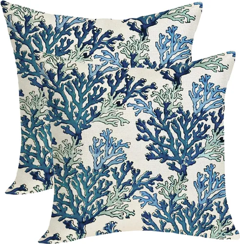 Vista 20 de Fundas de Almohada de Antílope 16x16 Paquete de 2, Fundas de Almohada Decorativas con Estampado de Piel de Animal Azul Marino, Fundas de Almohada