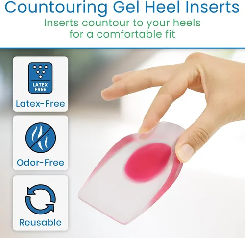 Vista 6 de ViveSole Taloneras de gel para dolor, fascitis plantar (par) – Almohadillas de silicona para alivio, espolones de talón, zapatos, tratamiento