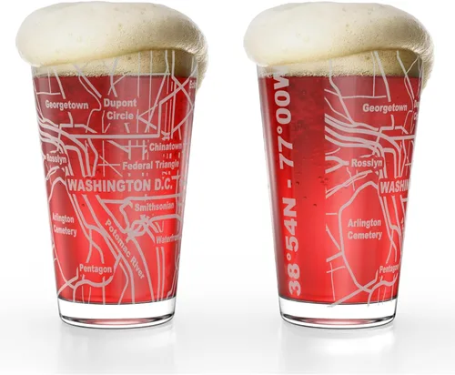 Vista 13 de Greenline Goods Boston, MA Map - Vasos de cerveza (juego de 2), 16 onzas - Diseño de envoltura grabada