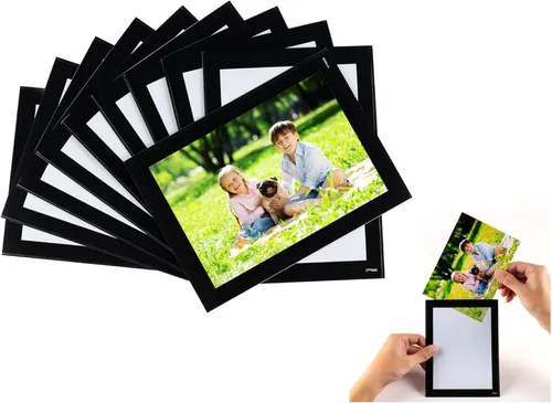 Vista 11 de STTMGN Portarretratos magnéticos con borde negro (2.5 x 3.5 pulgadas, paquete de 12), tamaño mini-cartera, fundas magnéticas para fotos, bolsillos