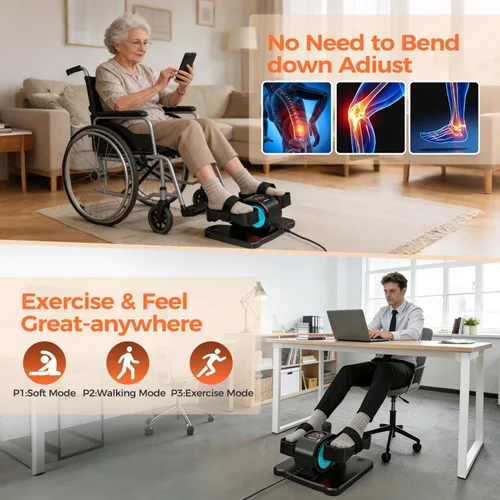 Vista 5 de ESL Under Desk Elliptical, Electric Elliptical Leg Exerciser for Seniors 12 Speed Adjustable, Quiet Elliptical Exercise Machine with Remote