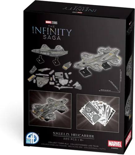 Vista 6 de 4D Build, Marvel Studios Avengers Helicarrier, kit de modelo de papel de rompecabezas 3D, kit de modelo de papel de 220 piezas para adolescentes