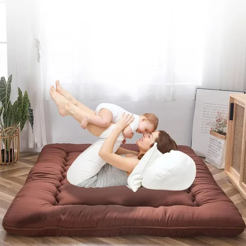 Vista 16 de QQP Colchón de futón japonés plegable de tatami, tapete portátil para adultos y niños, tapete para dormir adecuado para campamento, habitación
