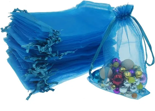 Vista 18 de Lautechco 100 bolsas de organza – 4 x 6 pulgadas, bolsas de regalo de malla beige con cordón para Navidad