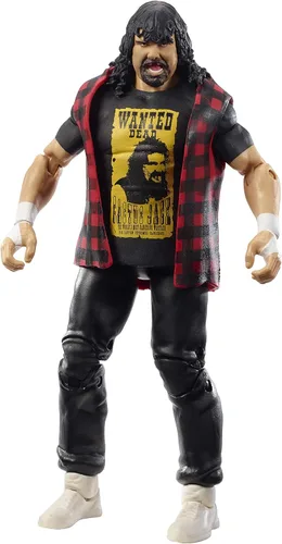 Vista 4 de WWE Elite Collection Mick Foley WrestleMania 22 Figura de acción con articulación de lujo, detalles realistas, equipo de anillo auténtico, manos