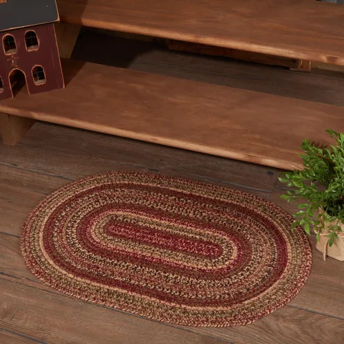 Vista 8 de VHC Brands Cider Mill - Alfombra de yute primitivo a rayas rojas de medio círculo, decoración de 16.5 x 33 pulgadas