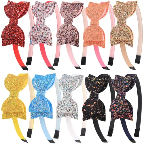 Vista 14 de XIMA 10 diademas de gasa con flores para niñas, para niños, adolescentes, accesorios para el cabello Big Fabric Floral Hair Hoops, Non Slip Hair