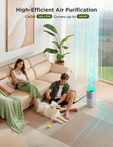 Vista 2 de GoveeLife Purificadores de aire para el hogar, purificador de aire inteligente para habitaciones grandes con aplicación y control Alexa, cubre hasta