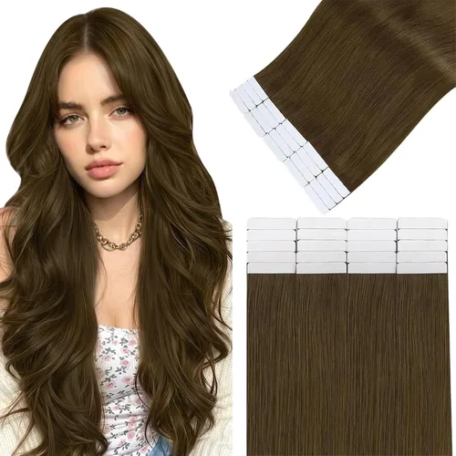 Vista 20 de Easyouth Extensiones de cabello humano rubio con cinta, extensiones de cabello humano rubio blanco, 12 pulgadas, 20 unidades, 1.06 onzas