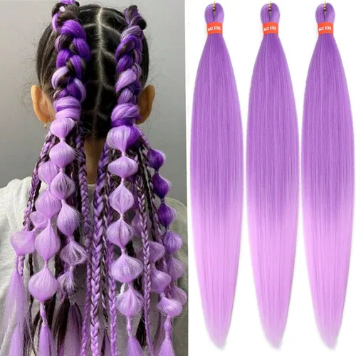 Vista 41 de Cabello trenzado preestirado ombré, extensiones de cabello trenzado sedoso, sin picazón, trenzas de cabello trenzado de ganchillo con textura Yaki