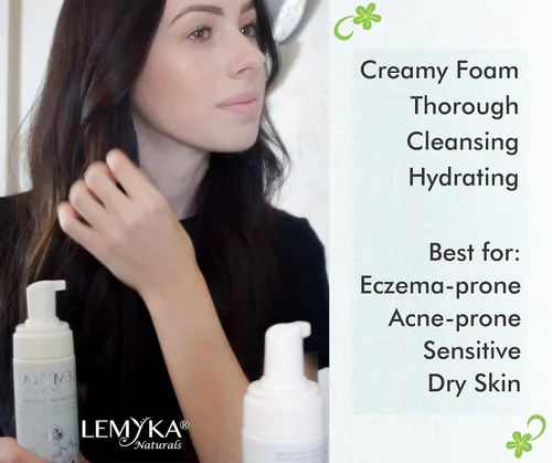 Vista 5 de Jabón facial espumoso: suave, hidratante para rosácea, propensa a eczema, acné, piel seca, piel sensible, limpiador facial natural, pH 5.5, sin