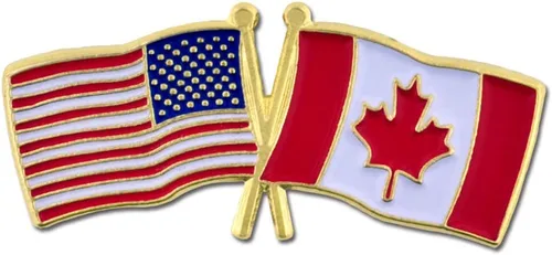 Vista 130 de PinMart Pin de solapa esmaltado con bandera de la amistad cruzada de Estados Unidos y el mundo
