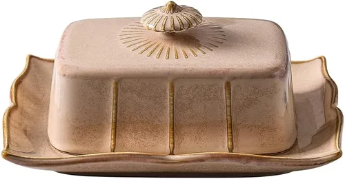 Vista 8 de Mantequillera de porcelana con tapa para encimera, contenedor de mantequilla de granja con mango de lujo, grande para mantequilla de la costa este