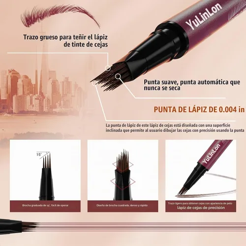 Vista 4 de Bolígrafo líquido 2 en 1, múltiples y 1 puntas, cejas, forro, barba, línea capilar (1# marrón claro)