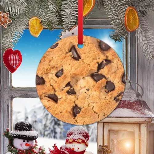 Vista 4 de Adorno de Navidad de galleta de chocolate, colgante de comida, decoración colgante de árbol, divertido adorno de cerámica de Nochebuena para amigos