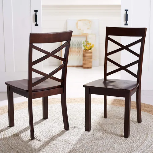 Vista 2 de Safavieh Home Collection Ainslee - Silla de comedor marrón de 18 pulgadas (juego de 2)