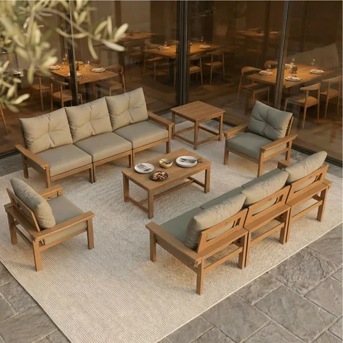 Vista 16 de Juego de muebles de patio HDPE de 13 piezas con mesas