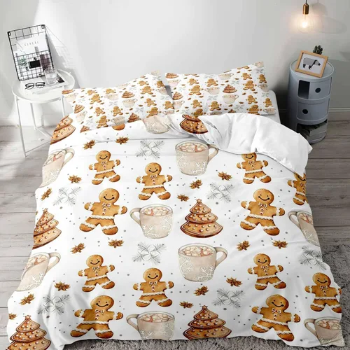 Vista 32 de LUVIVIHOME 2 piezas de funda de edredón de Navidad, juego de ropa de cama individual, ropa de cama rústica de cabaña, colcha de Navidad y Día