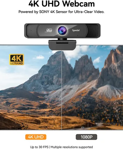 Vista 10 de Spedal Cámara web 4K con trípode, cámara web USB gran angular de 120°
