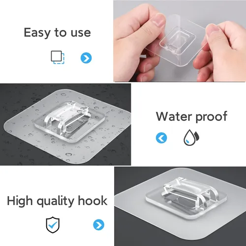 Vista 4 de Organizador de ducha de repuesto adhesivo, ganchos adhesivos transparentes, No Drilling, Waterproof, for Shower Caddy, Strong Bathroom Storage