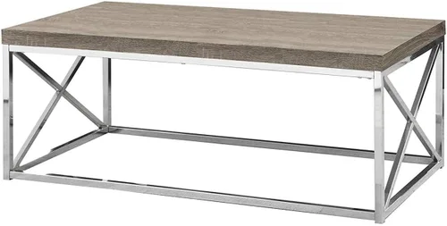 Vista 5 de Mesa de centro, metal cromado, Madera, Gris topo oscuro