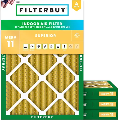 Vista 26 de Filterbuy Filtro de Aire 12x12x1 pulgadas MERV 11 Defensa Superior contra Mascotas y Alergias (Paquete de 4), Filtros de Reemplazo Electrostáticos