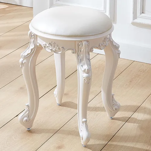 Vista 6 de Taburete de tocador, taburete de maquillaje, banco acolchado, asiento de piano en dormitorio, baño, pata de acero de plástico ABS, 16.9 in