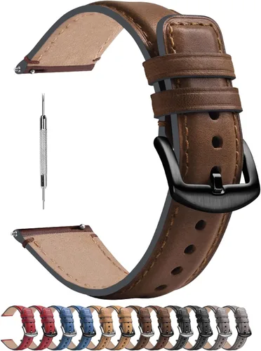Vista 95 de Fullmosa Correa de reloj de liberación rápida de 0.866 in, 0.787 in y 0.709 in, bandas de cuero bruñido para Samsung Galaxy Watch/Garmin Watch