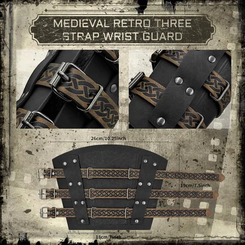 Vista 5 de Conjunto de armadura de pecho de cuero medieval vikingo para hombre, 10 piezas renacentista Cosplay LARP ajustable Ren Faire Knight armadura conjunto