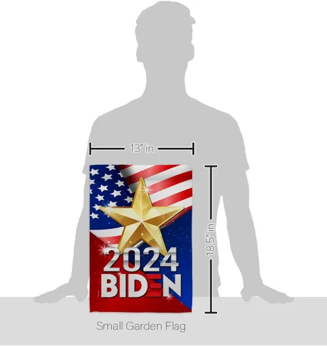 Vista 2 de Biden Harris bandera de jardín con bandera de voto, soporte de pared para el presidente patriótico demócrata republicano de la fiesta de té