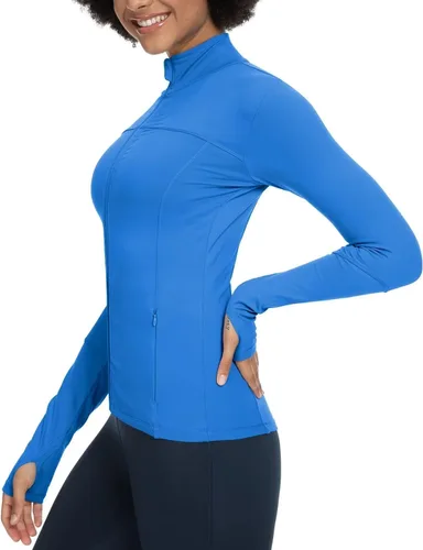 Vista 4 de Womens Running Jackets Athletic Workout Scrub Jacket Track Full Zip Up Gym for Women Yoga Top