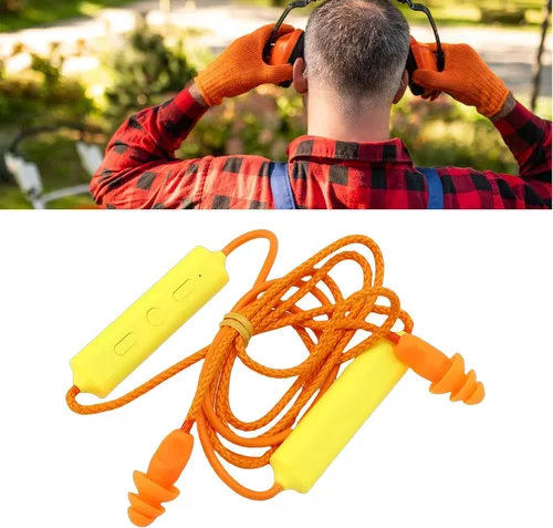 Vista 5 de ASHATA Auriculares Bluetooth con banda para el cuello, IPX5, a prueba de agua, 200 mAh, recargable, para taller de construcción (amarillo)