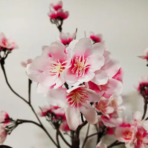 Vista 7 de Árbol de cerezo iluminado, 21.7 pulgadas, 24 luces LED artificiales de mesa de cerezo bonsái, funciona con pilas, decoración de árbol de flores