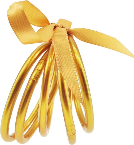 Vista 7 de Juego de pulseras de gelatina con purpurina joyas a la moda con forro de polvo dorado pulseras ligeras y bonitas para mujeres y niñas