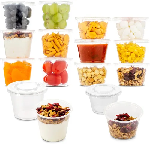 Vista 8 de DuraHome - Contenedores para el almacenamiento de alimentos, con tapas, de 8 onzas, 16 onzas y 32 onzas, paquete combinado de envases con tapas, 44