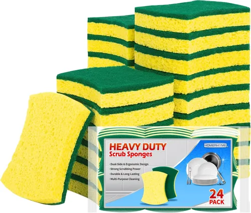 Vista 9 de Esponja natural para platos, paquete de 48, esponja exfoliante antiarañazos, esponja ecológica multiusos de fibra de sisal de cocina, esponja