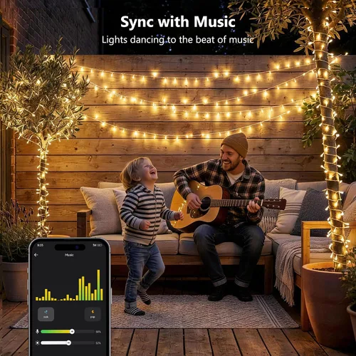 Vista 5 de BrizLabs Luces de Navidad inteligentes, 200 luces LED de Navidad de 66 pies, control de aplicación/voz, múltiples modos regulables, luz blanca