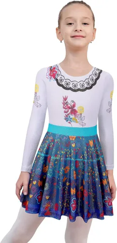 Vista 5 de EQSJIU Leotardo de ballet de manga larga con falda tutú para niñas, baile, gimnasia, niños pequeños, vestido de fiesta de copo de nieve brillante