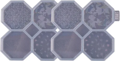 Vista 3 de 2 moldes de resina octágono de 1.7 pulgadas, molde de silicona epoxi para carrete de insignias, diseño holográfico de bricolaje