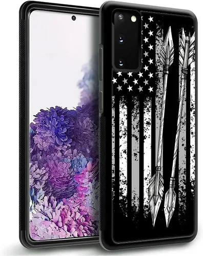 Vista 4 de Funda compatible con Samsung Galaxy S20, diseño de bandera estadounidense con diseño de tiro con arco al aire libre, a prueba de golpes Tiro