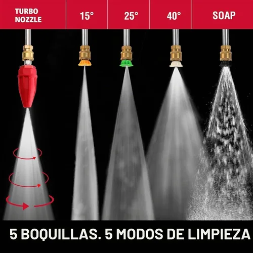 Vista 2 de [Usado] PowerSmart - Hidrolavadora eléctrica de 2800 PSI con 2.0 GPM, ruedas de 8", 5 boquillas y tanque de espuma de 1.5L para limpieza de patio