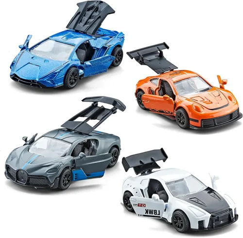 Vista 12 de KIDAMI Juego de 5 autos de juguete de metal fundido a presión, puertas que se abren, ambulancia de autos retrocedentes, paquete de regalo para niños