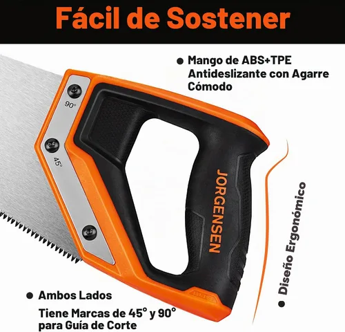 Vista 4 de JORGENSEN Sierra de mano profesional de 15 pulgadas, mango de aluminio
