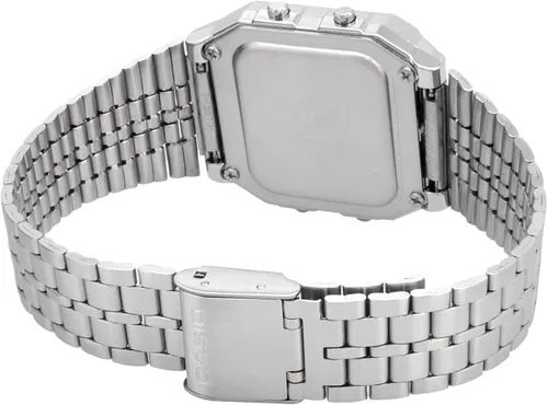 Vista 4 de Casio Reloj clásico de cuarzo de acero inoxidable A500WA-1 para hombre Reloj de cuarzo