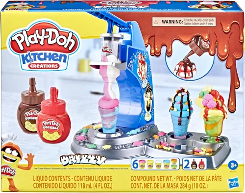 Vista 4 de Play-Doh Kitchen Creations Drizzy - Juego de helados con compuesto de goteo y 6 colores no tóxicos
