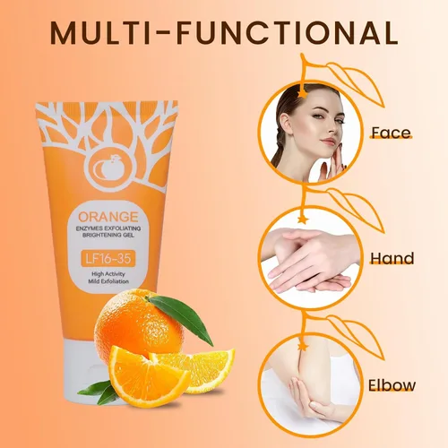 Vista 3 de Gel exfoliante naranja para rostro y cuerpo – Paquete de 2 unidades de exfoliante suave diario, limpia profundamente los poros, elimina puntos