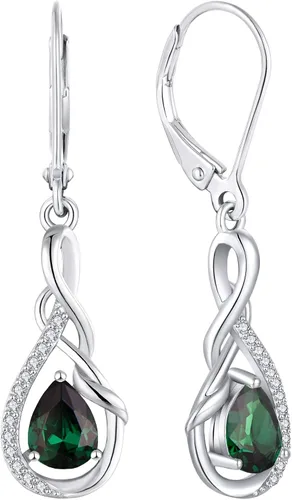 Vista 14 de Starchenie Infinity Dangle Drop Earrings for Women 925 Sterling Silver Leverback Earrings Birthstone Jewelry 01-ene-naranja rojo