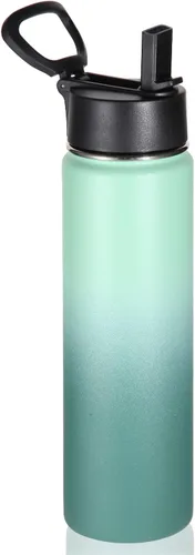 Vista 16 de Volhoply Botella de agua aislada de 24 onzas con tapa con popote, botellas deportivas de boca ancha de acero inoxidable con asa, tazas de vacío