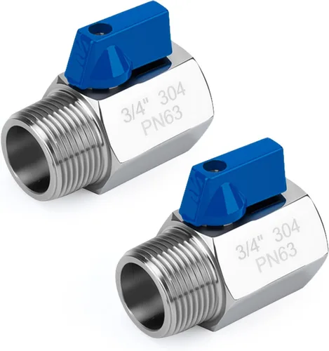 Vista 10 de Paquete de 2 mini válvulas de bola de 1/2 pulgada, control de flujo de agua de acero inoxidable 304 macho x hembra NPT roscadas válvulas de drenaje