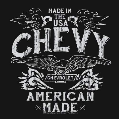 Vista 4 de Tee Luv Camiseta con logotipo de Chevrolet Faded - Chevy USA Graphic, Negro